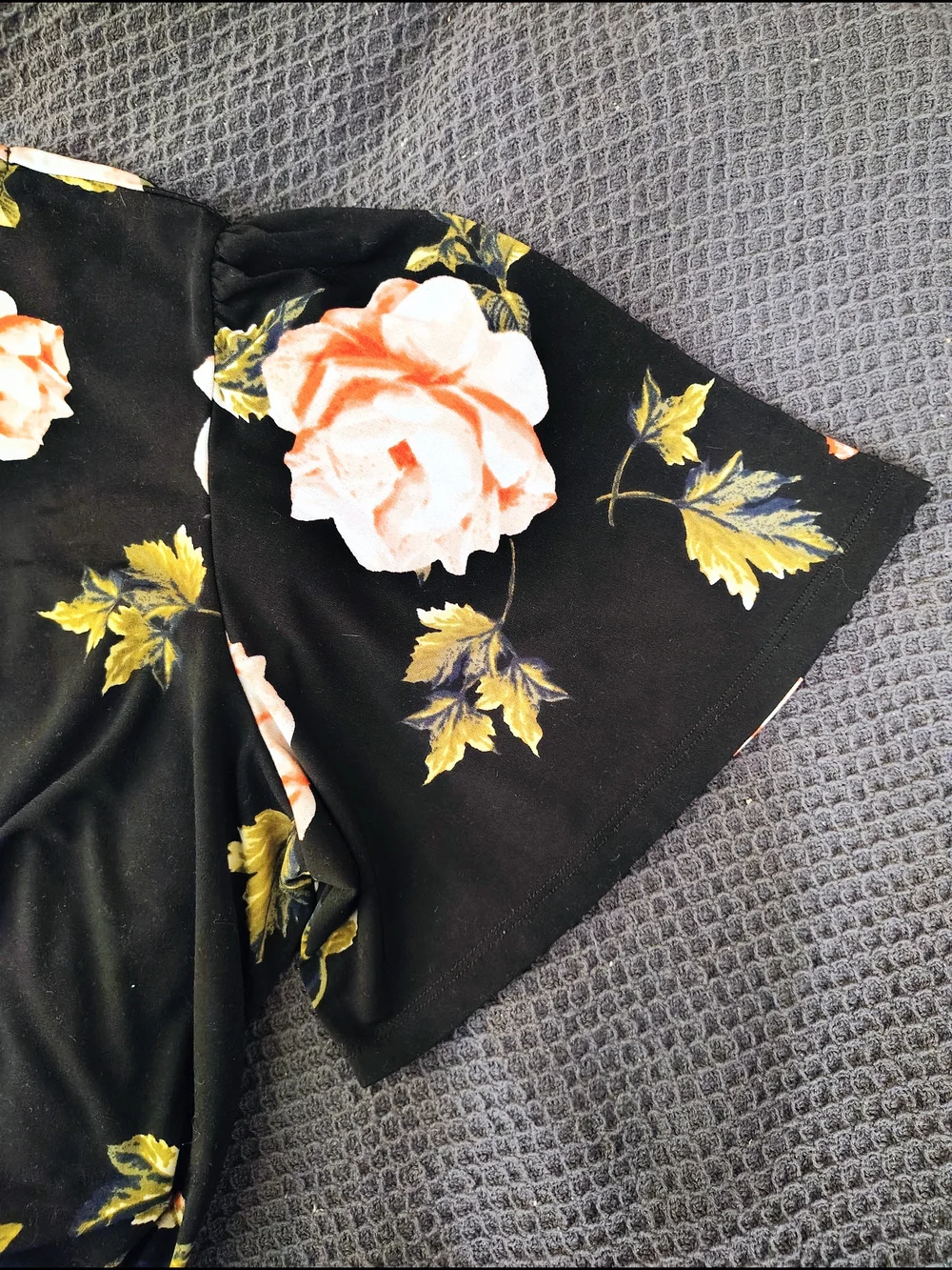 Alexandra + Oak Black Midi Dress with Peach Floral Print - Picture 4 of 4